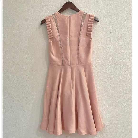 NWOT Sandro Paris Lace Inset Ruffle Dress in Blush FR 36; US 2-4 / Small - Picture 10 of 16